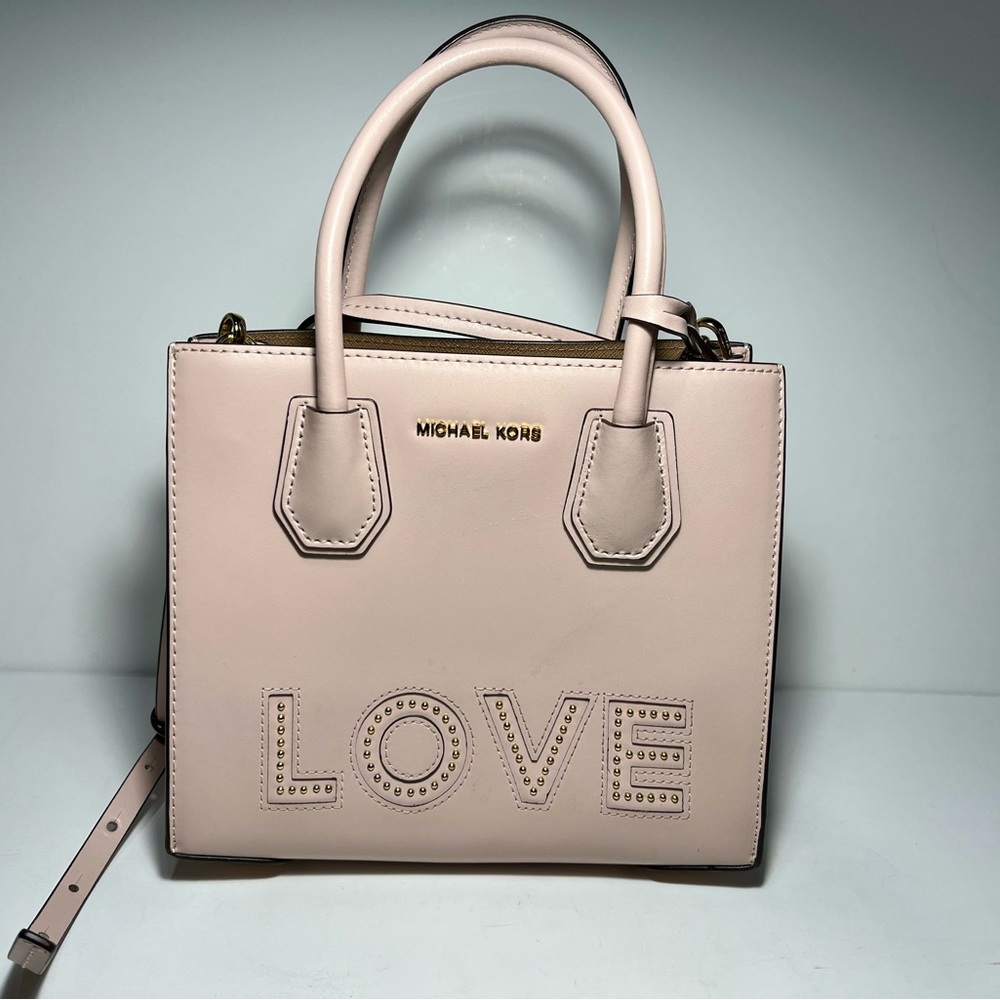 Michael Kors Mercer Love Leather Crossbody Soft Pink